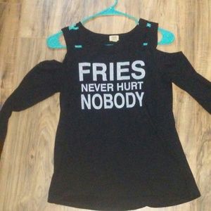 Cute "fries never hurt nobody" long sleeve shirt